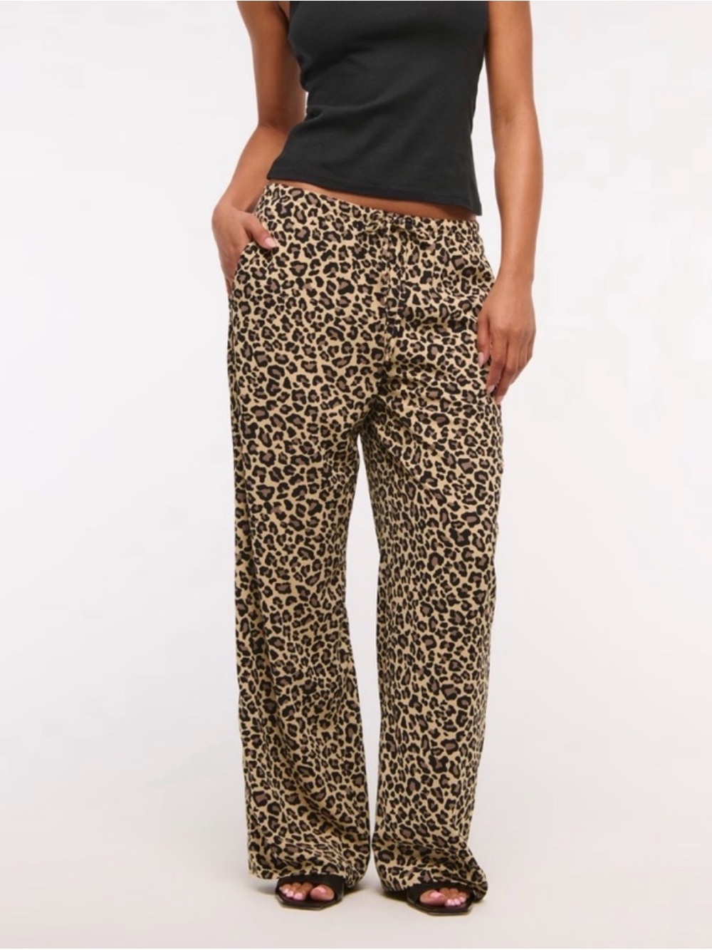 Abercrombie Leopard Print Wide Leg Drapey Pants - Size Small (OVERSIZED)